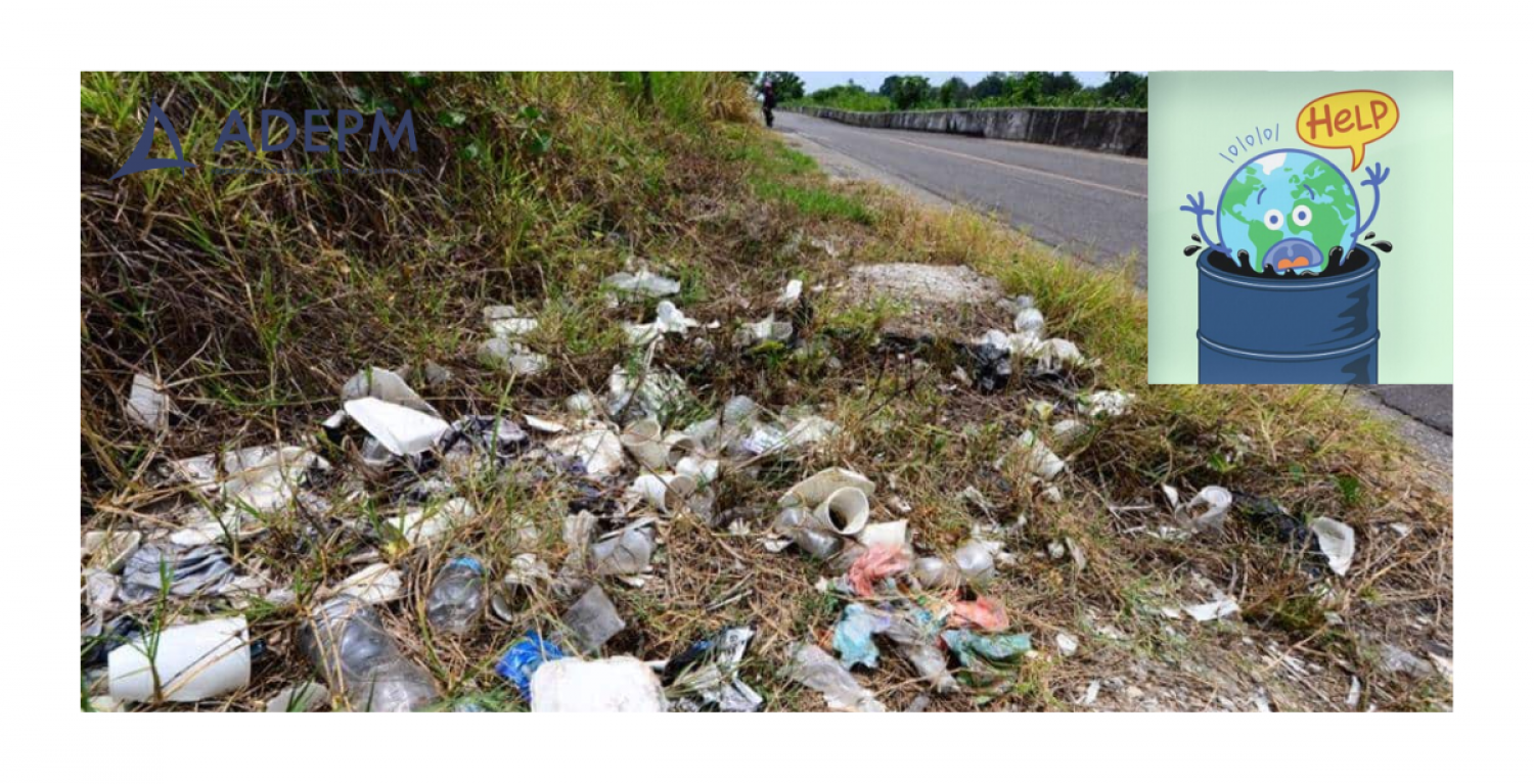 Cuidado del medio ambiente, sin basura en carreteras